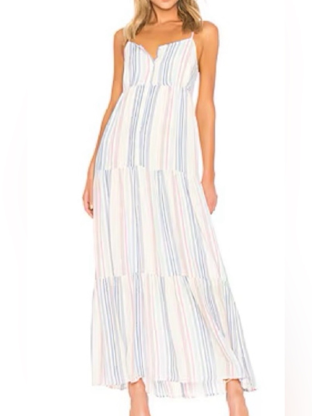 Splendid Arco Iris Striped Maxi Dress Resort Summer Boho Flowy - M